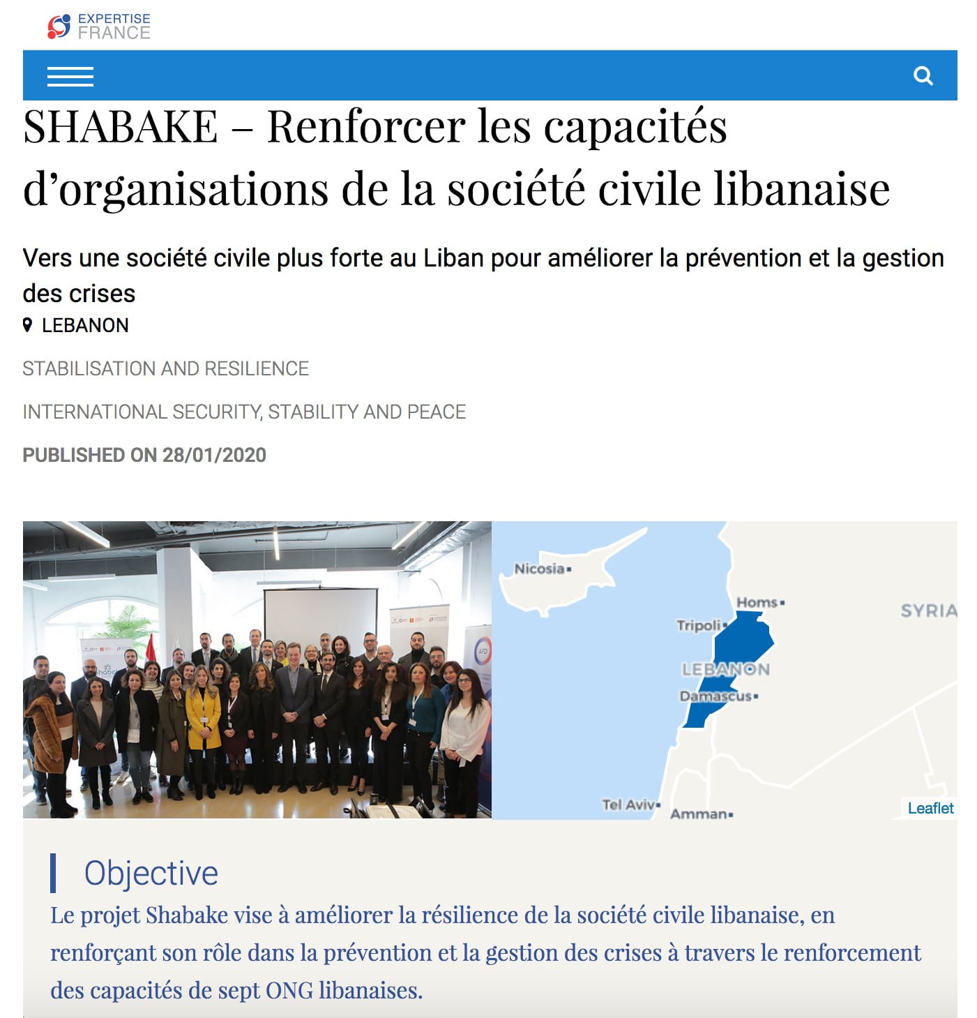 SHABAKE – Renforcer les capacités d’organisations de la société civile libanaise