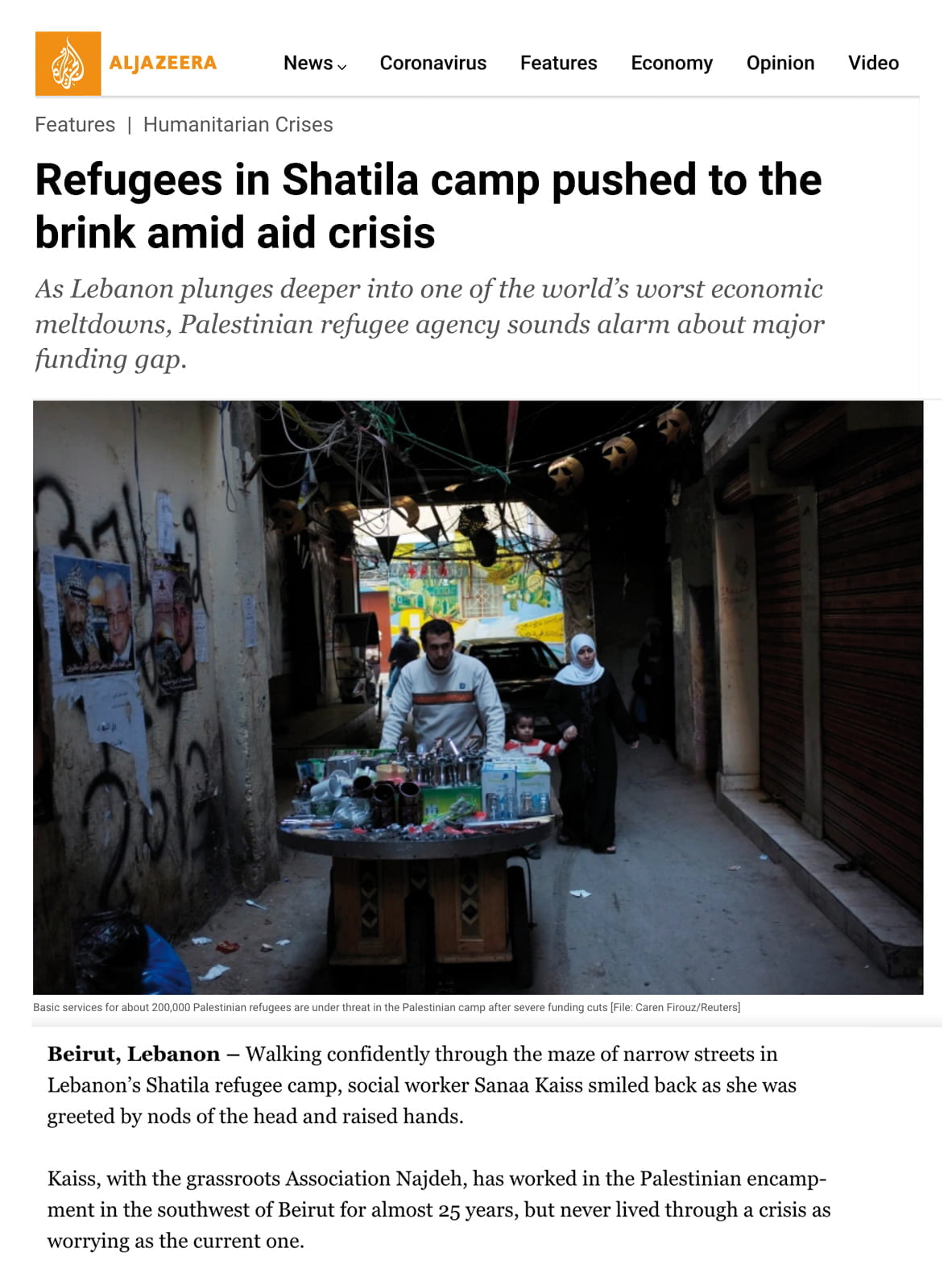 Refugees in Shatila camp pushed to the brink amid aid crisis